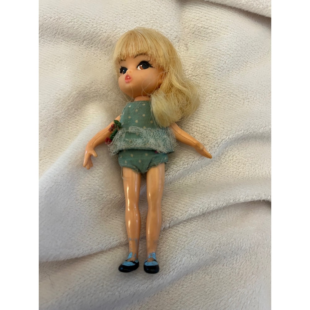 Vintage Hasbro Dolly Darling Pocket Doll Polka‎ Dot Outfit Side Glance Eyes 4in